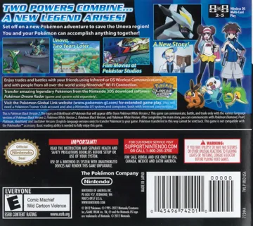 Pokemon - Black Version 2 (USA, Europe) (NDSi Enhanced) box cover back